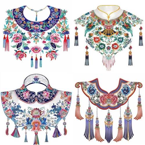 云肩刺绣纹样图24副中国传统服饰之美不胜收