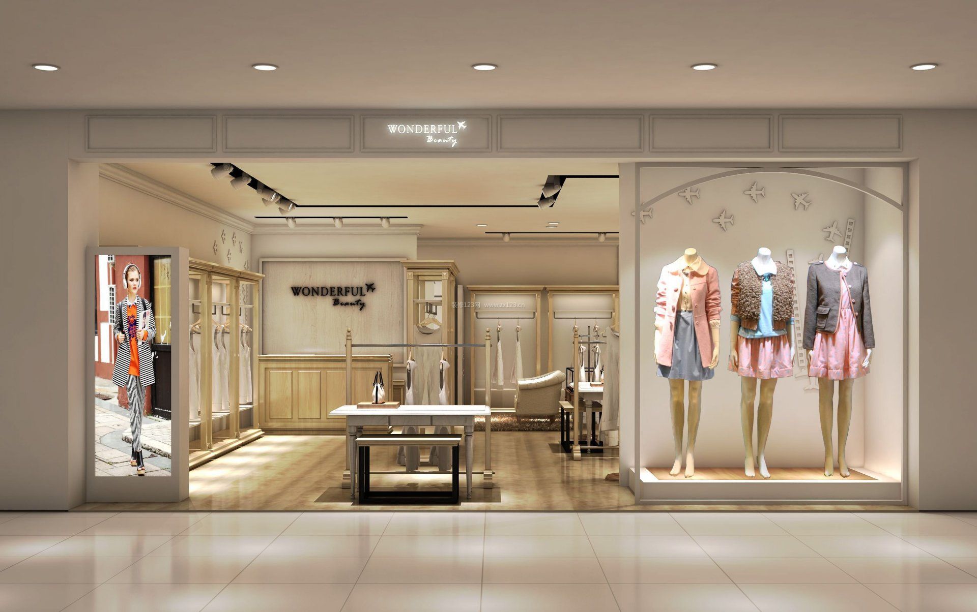 女服装店门头设计装修图_装信通网效果图